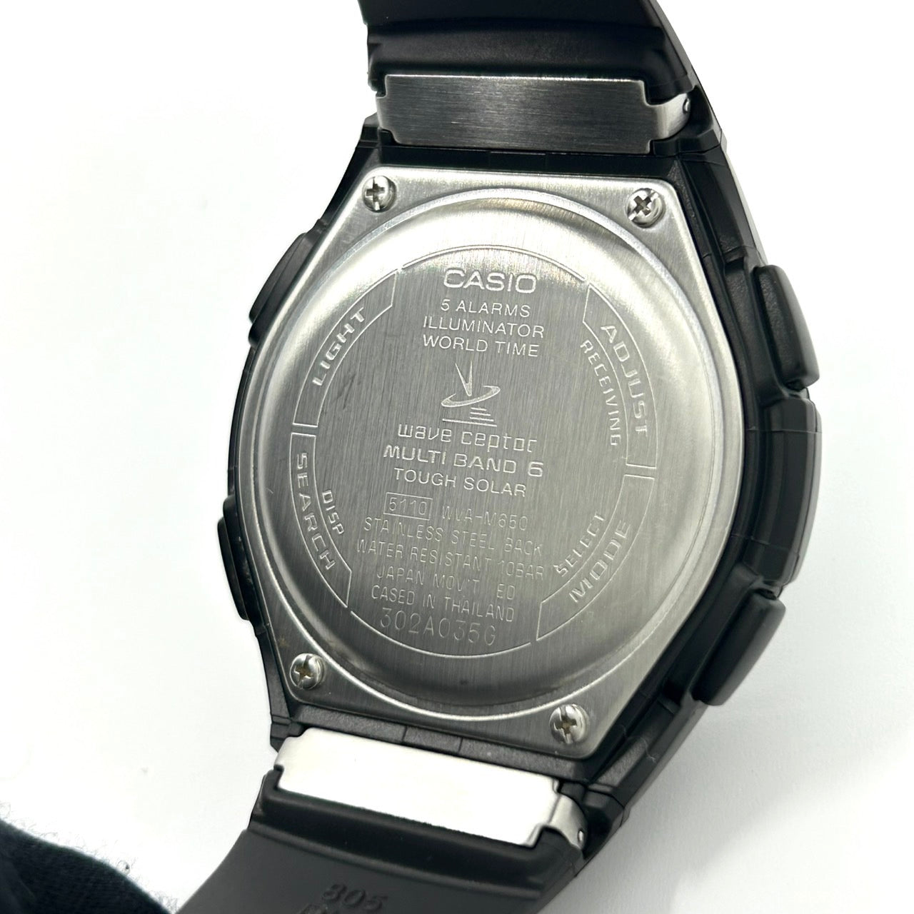 稼働品 casio カシオ ウェーブセプター 腕時計 WVA-M650 メンズ タフソーラー 電波ソーラー アナデジ MULTI BAND 6 ブラック ゴールド 高機能 多機能 ワールドタイム 5アラーム スポーティー カジュアル ビジネス G3