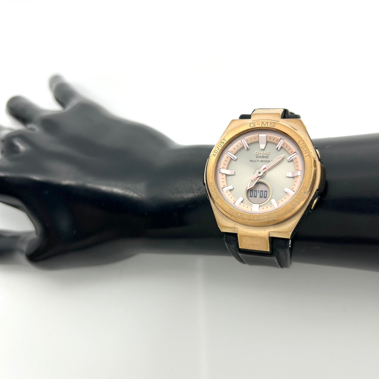 稼働品 CASIO カシオ Baby-G G-MS ベビージー ジーミズ レディース 腕時計 MSG-W200G-1AJF ソーラー電波 アナデジ ゴールド ブラック エレガント スポーティ カジュアル 耐衝撃 10気圧防水 クリーニング済 G2