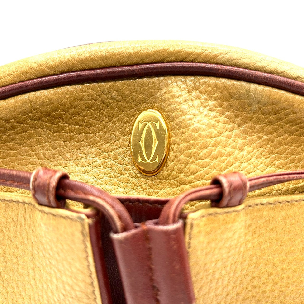 Cartier カルティエ ショルダーバッグ マストライン ヴィンテージ レザー 本革 マスタード ボルドー バイカラー タッセル レディース 斜め掛け ポシェット カメラバッグ エレガント クラシック s41