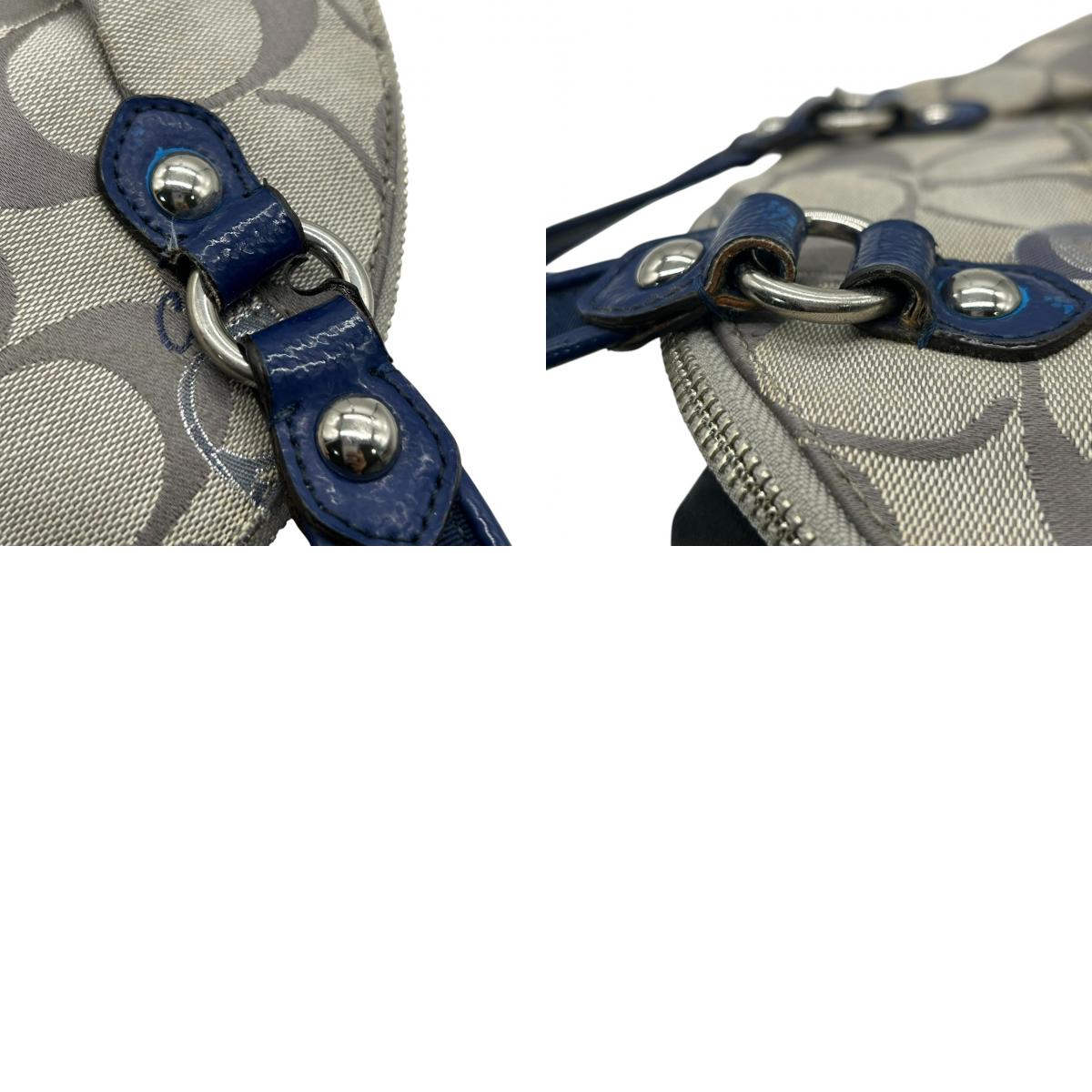 コーチ COACH 2WAY ハンドバッグ ショルダーバッグ ポピー シグネチャー スポットライト 18704 キャンバス パテントレザー グレー ネイビー レディース エレガント フェミニン 定番人気モデル 肩掛け 斜め掛け可 クリーニング済み s29