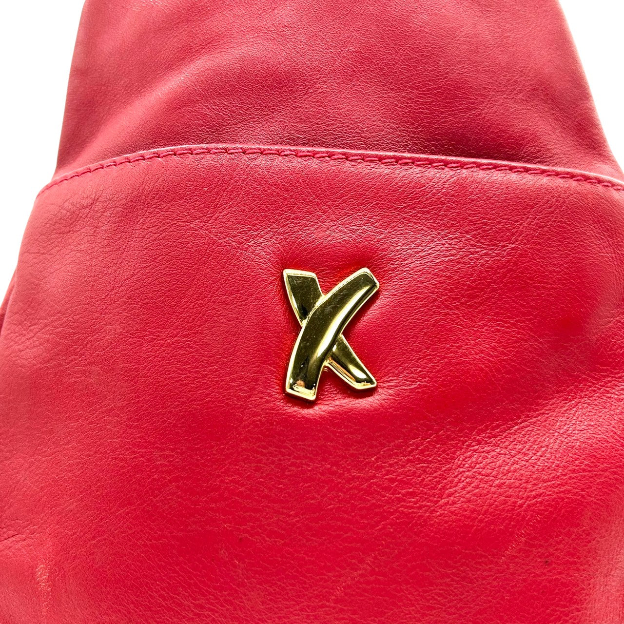 【美品】By Paloma Picasso パロマピカソ ハンドバッグ ワンショルダー ミニバッグ Xロゴ キスロゴ 本革 レザー レッド 赤 ゴールド金具 イタリア製 レディース エレガント アイコニック ヴィンテージ クリーニング済み s67