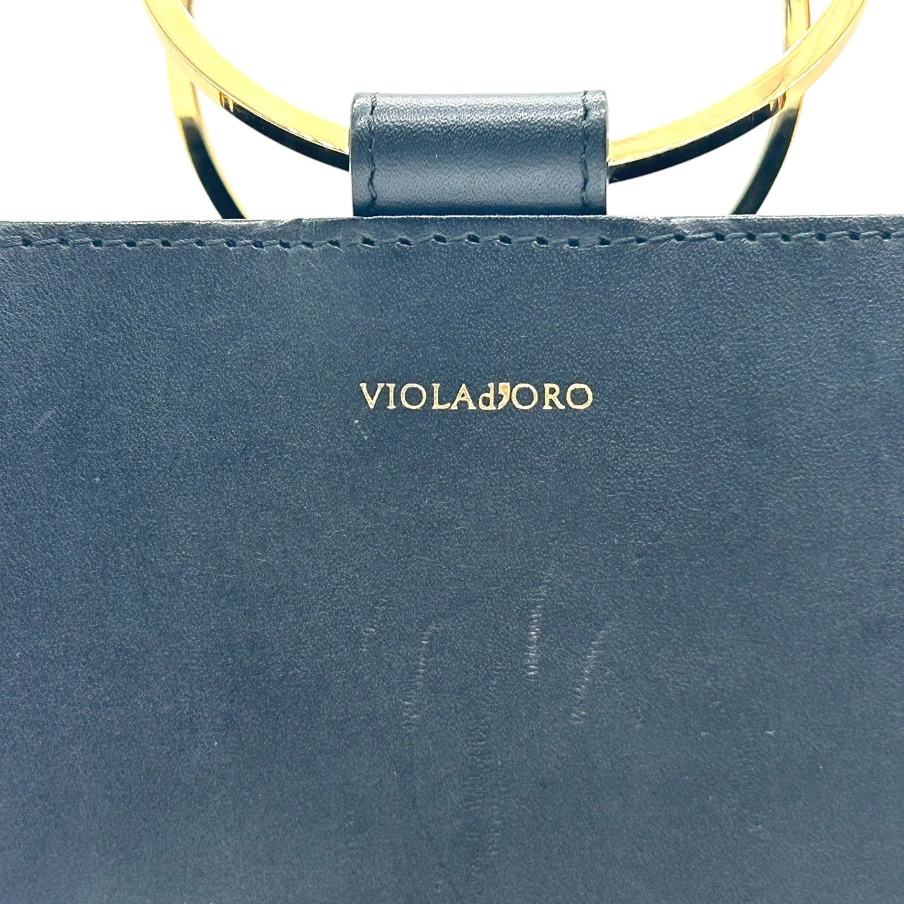 【VIOLA'dORO】ヴィオラドーロ 2WAY ハンドバッグ ショルダーバッグ 斜め掛け可 自立可 かごバッグ スクエア型 ラタン レザー ブラック ゴールド金具 メタルリングハンドル レディース スタイリッシュ モダン クリーニング済み s33