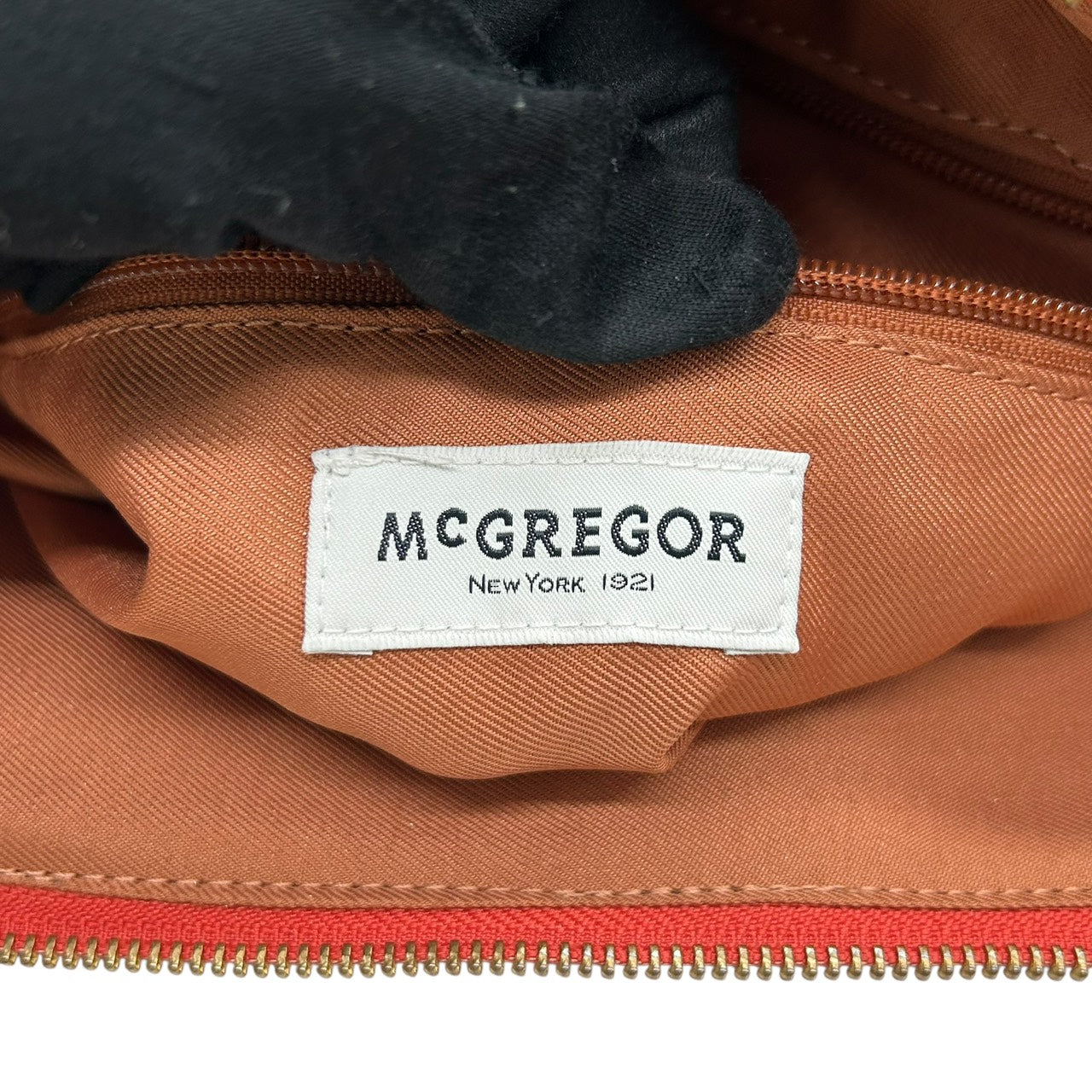 マックレガー McGREGOR ナイロン×レザー トートバッグ ショルダーバッグ オレンジ 茶色 ブラウン 大容量 通勤 T3