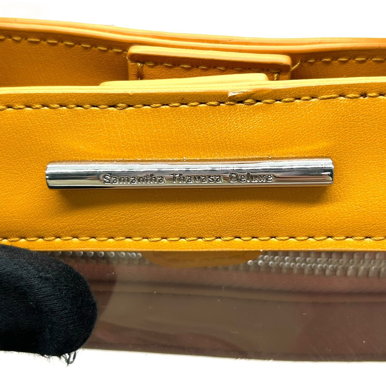サマンサタバサ Samantha Thavasa トートバッグ クリア PVC レザー イエロー ベージュ×マスタード インナーポーチ付き S60