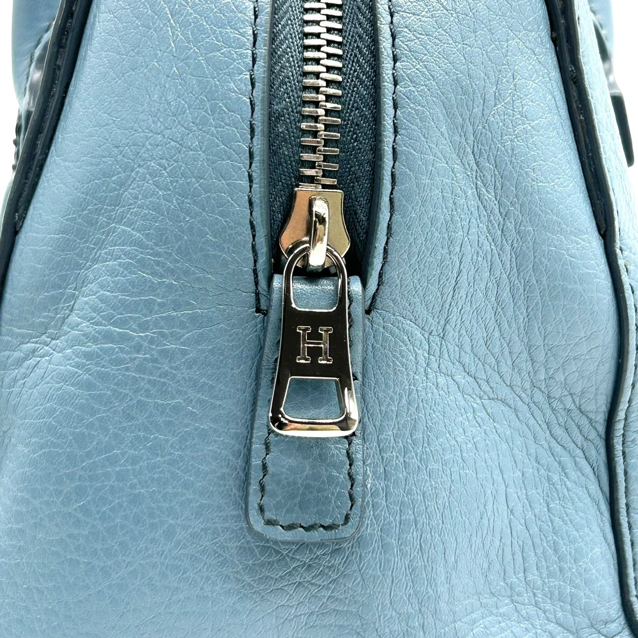 ヒロフ HIROFU ハンドバッグ ボストンバッグ レザー 水色 ライトブルー 本革 上品 シンプル 高級 S26