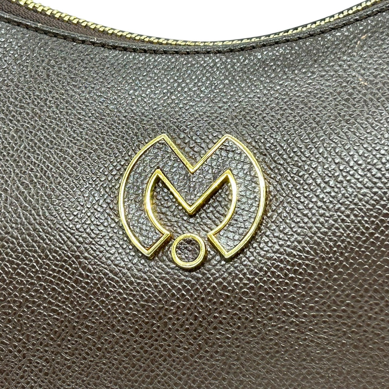 【mila Schn】ミラショーン ハンドバッグ ワンショルダー 自立可 Mロゴ 本革 レザー ダークブラウン ゴールド金具 レディース ヴィンテージ クラシック エレガント フォーマル パーティー 人気モデル クリーニング済み s99
