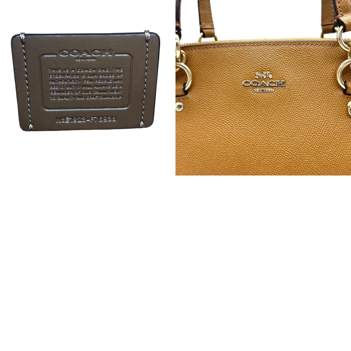 【未使用級/美品】COACH コーチ リリー キャリーオール 2WAY ハンドバッグ トートバッグ F76938 ワンショルダー 斜め掛け可 自立可 本革 クロスグレインレザー ブラウン キャメル系 レディース ビジネス 通勤通学 人気モデル s52