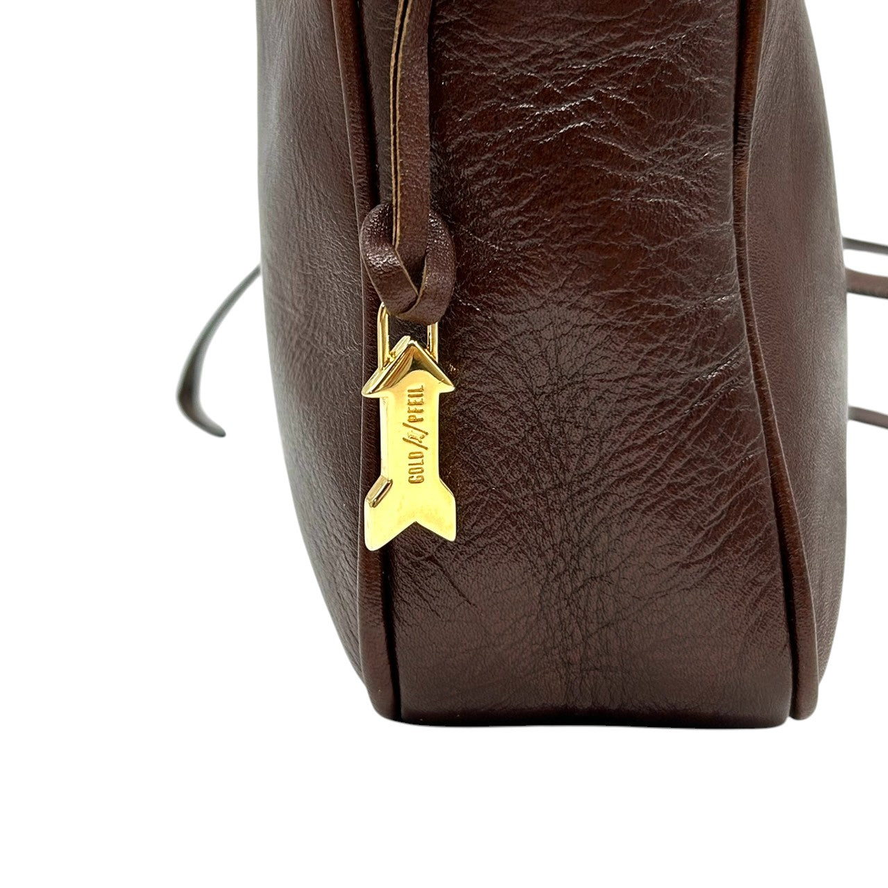 【美品】GOLD PFEIL ゴールドファイル ショルダーバッグ 斜め掛け可 本革 レザー ダークブラウン ゴールド金具 ドイツ製 ヴィンテージ クラシック レディース メンズ ユニセックス 上品 エレガント 人気モデル クリーニング済み s74