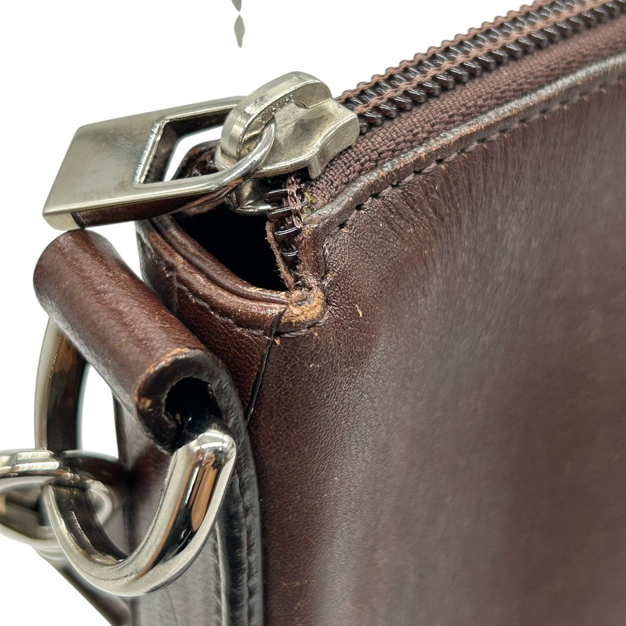 ヒロフ ショルダーバッグ Hロゴ レザー 本革 ダークブラウン ハンドバッグ A4収納可 レディース ビジネス 通勤 フォーマル 大容量 デイリーユース シンプル エレガント イタリア製 上質レザー クリーニング済み 自立可 s44