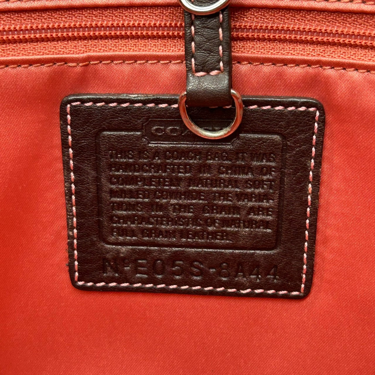 【美品】コーチ トートバッグ 8A44 レザー 本革 ブラウン A4収納可 大容量 ワンショルダー 肩掛け ビジネスバッグ 通勤 通学 レディース 機能的 ステッチ シボ革 上質レザー クラシック ヴィンテージデザイン クリーニング済み U4