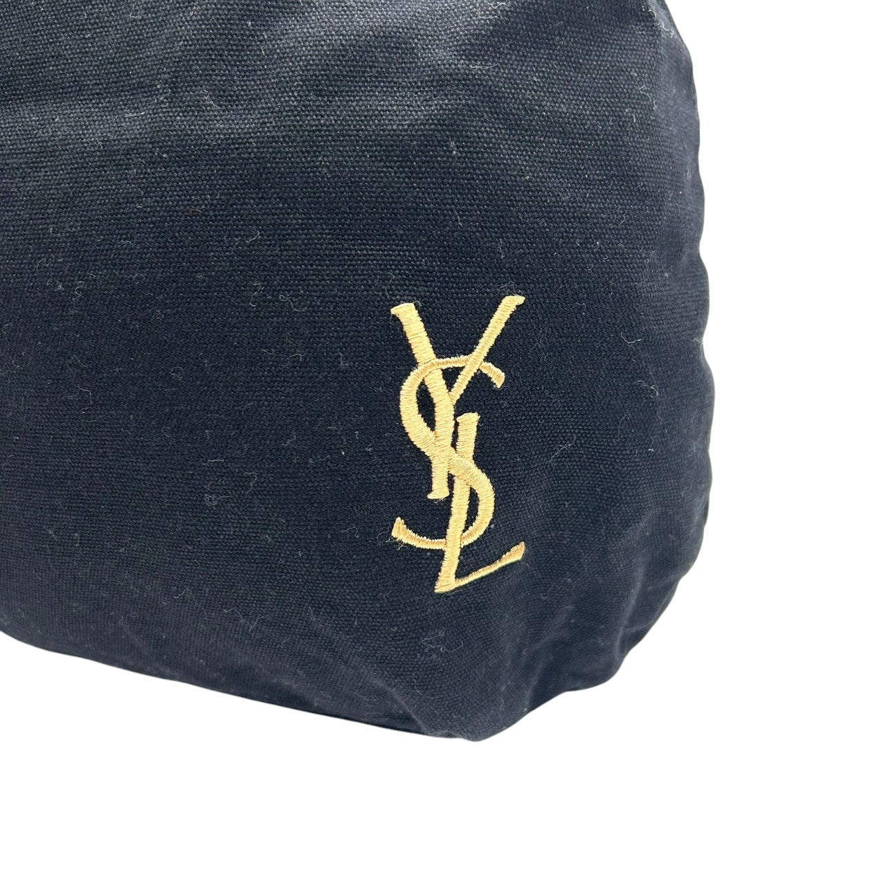 【美品】イヴサンローラン パルファム トートバッグ ハンドバッグ ワンショルダー YSLロゴ 刺繍 キャンバス ブラック 黒 A4収納可 レディース カジュアル デイリーユース ノベルティ Yves Saint Laurent s84