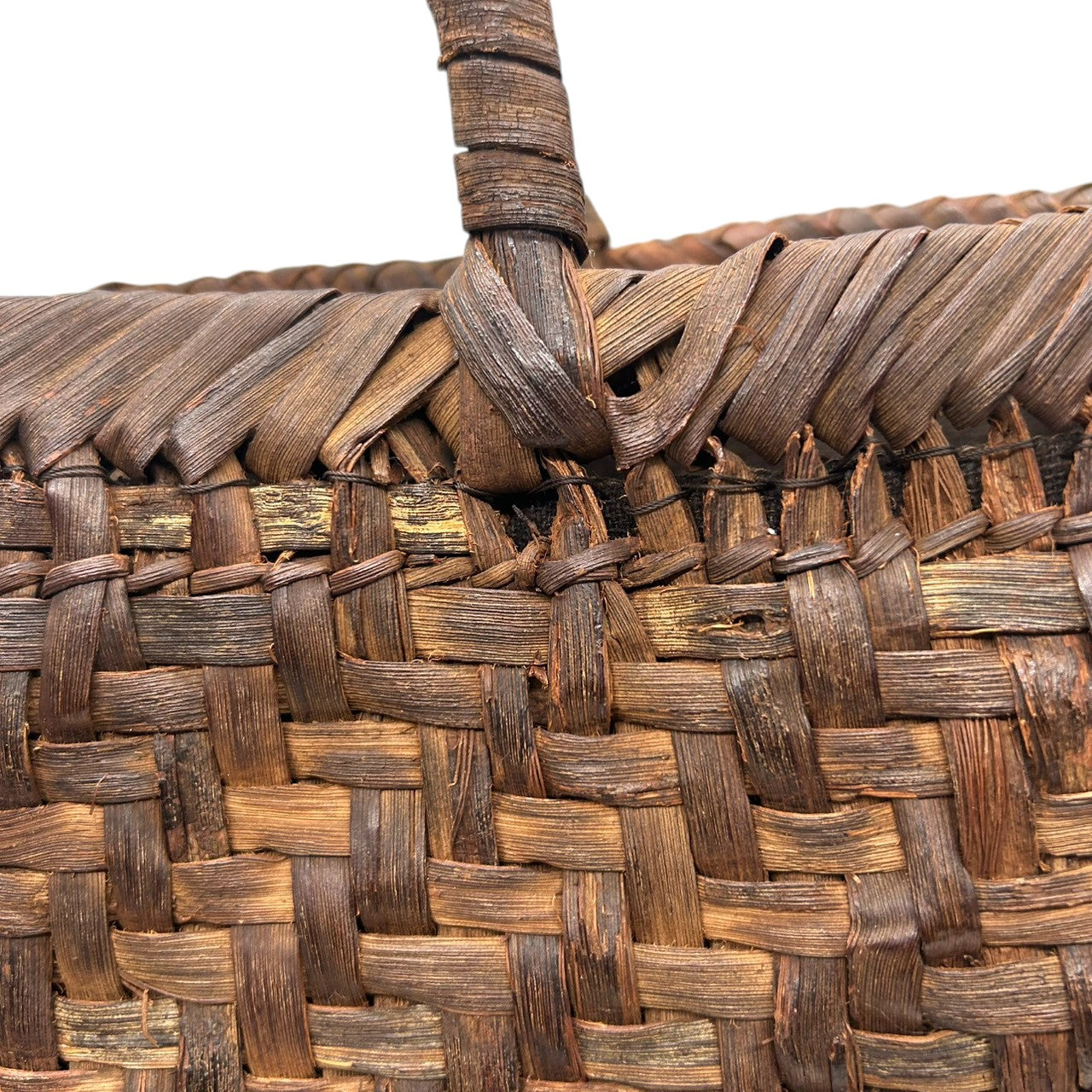 【美品】国産 山葡萄 かごバッグ 網代編み 巾着付き ハンドバッグ トートバッグ 天然素材 ヤマブドウ 籠バッグ 伝統工芸品 民藝 和装 着物 浴衣 レディース 大人 上品 粋 おしゃれ 育てるバッグ 一生もの 職人 手仕事 D