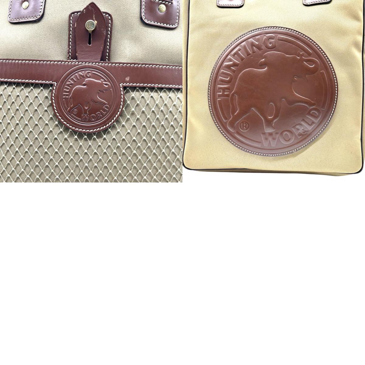 ハンティングワールド トートバッグ サファリトゥデイ ワンショルダー ナイロン レザー ブラウン デカロゴ A4収納可 大容量 肩掛け可 メンズ レディース ユニセックス 通勤 通学 定番人気モデル イタリア製 HUNTING WORLD s18