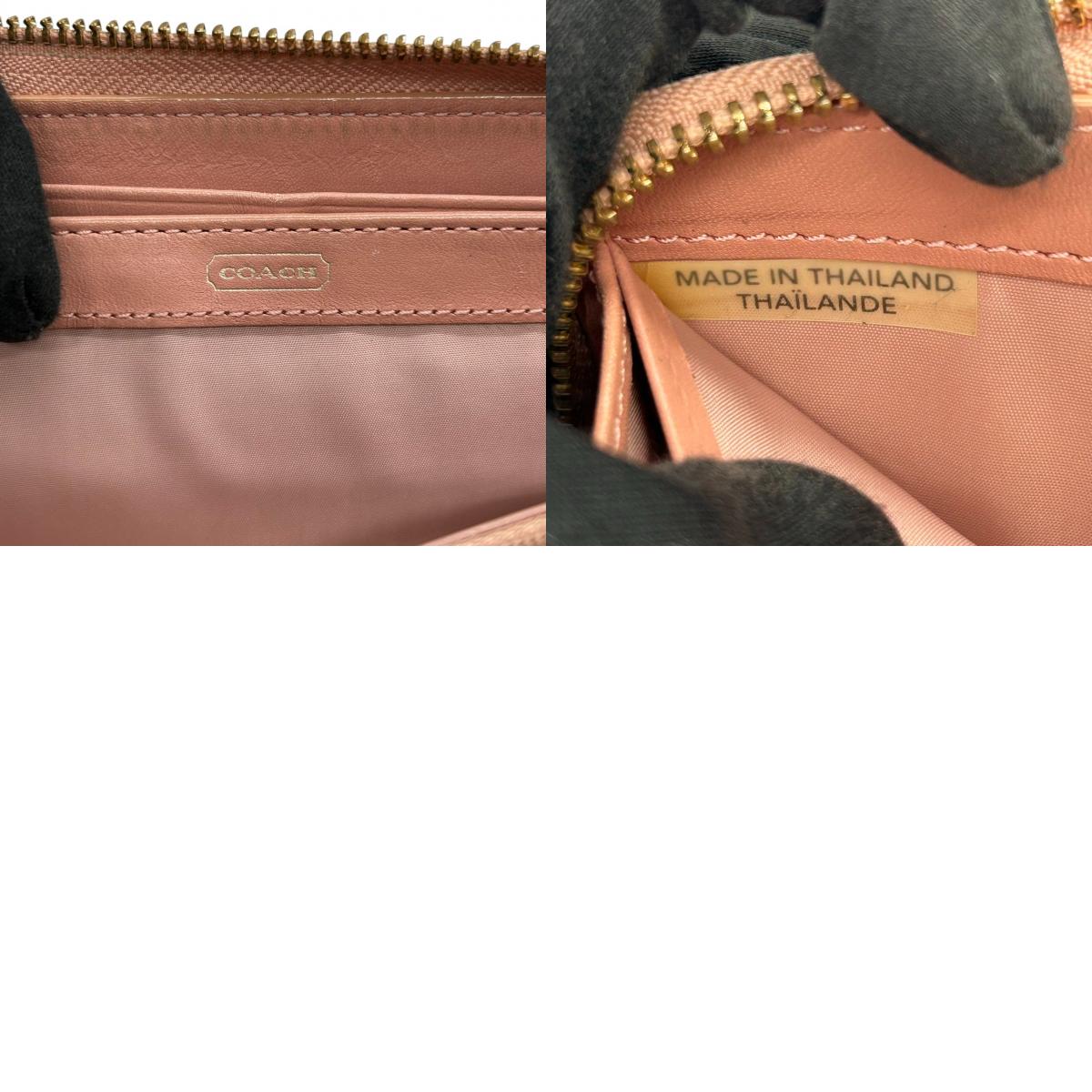 コーチ 長財布 ラウンドファスナーウォレット 型押しレザー パテント ピンク レディース COACH ロゴプレート エレガント フェミニン 大容量 カード収納豊富 ラウンドジップ エナメル素材 クラシックデザイン w2