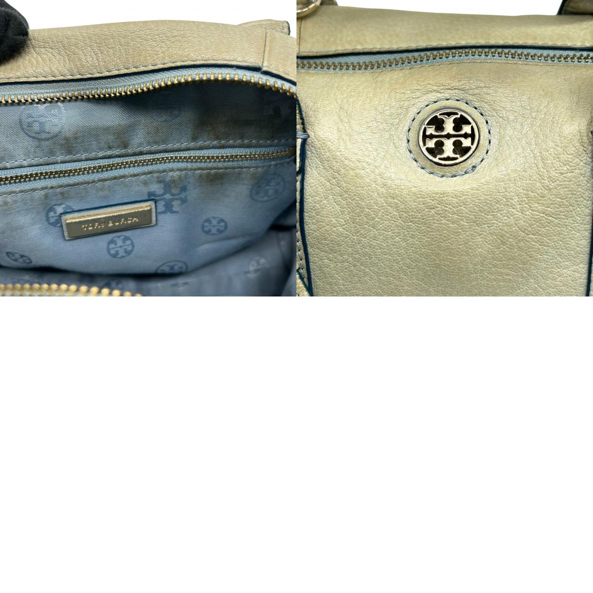 トリーバーチ 2WAY ハンドバッグ ショルダーバッグ ミニボストンバッグ レザー 本革 ライトグリーン ブルー レディース TORY BURCH 斜め掛け可 クロスボディ ダブルTロゴ エレガント クラシックデザイン バイカラー s84