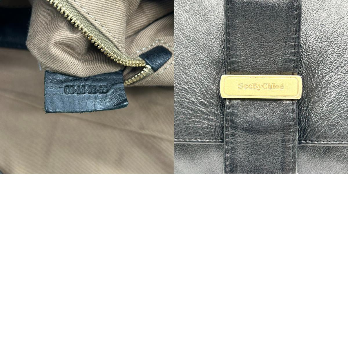 【美品】シーバイクロエ 本革レザー ショルダーバッグ フラップバッグ リボンモチーフ ゴールドロゴプレート ブラック レディース 斜め掛け可 肩掛け クロスボディ エレガント フェミニン 上品 大人可愛い クラシックデザイン U9