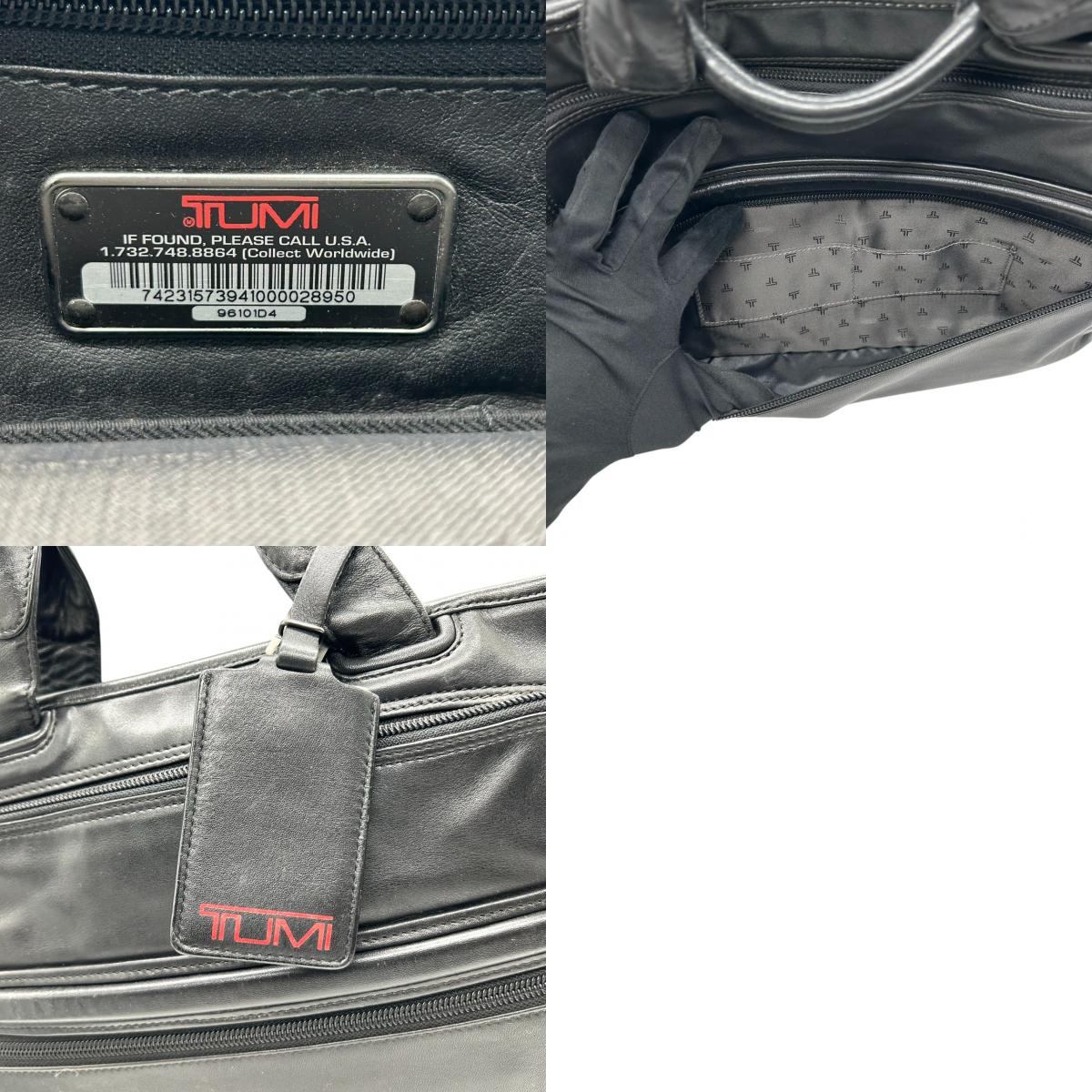 【美品】トゥミ TUMI ビジネスバッグ ブリーフケース 2WAY ショルダーバッグ 96101D4 レザー 本革 ナッパレザー ブラック 黒 A4 PC収納可 メンズ 通勤 出張 書類鞄 エレガント フォーマル 高耐久 ネームタグ付き X3
