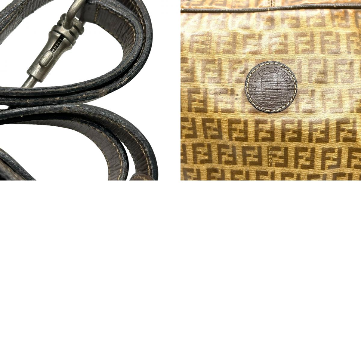 フェンディ FENDI ボストンバッグ 2WAY ショルダーバッグ ズッカ柄 FFロゴ PVC レザー ブラウン 大容量 旅行鞄 メンズ レディース ユニセックス ヴィンテージ クラシック オールドフェンディ 斜め掛け可 X3