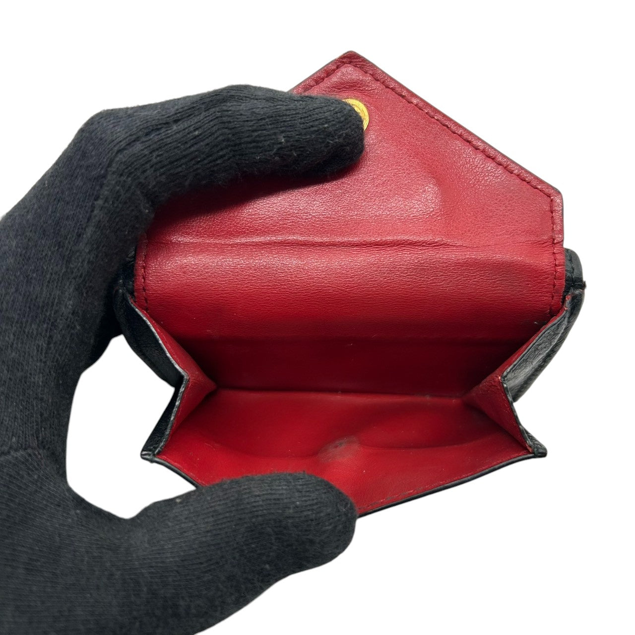 プラダ PRADA 財布 三つ折り財布 ミニウォレット 1MH021 VITELLO GRAIN レザー ブラック レッド バイカラー レディース メンズ ユニセックス メタルロゴ コンパクト ヴィンテージ クラシック w6