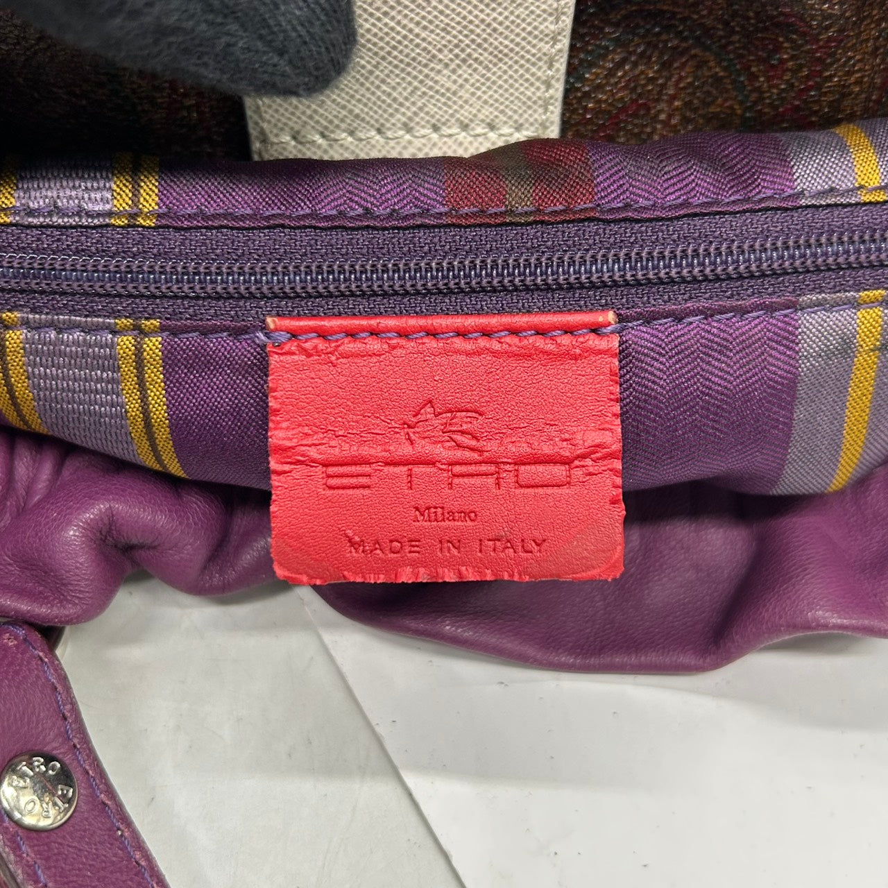 エトロ ETRO トートバッグ ハンドバッグ ペイズリー柄 PVC コーティングキャンバス レザー 本革 ブラウン 茶色 パープル 紫 肩掛け ワンショルダー A4収納可 軽量 通勤 通学 イタリア製 クラシック レディース 鞄 かばん s92