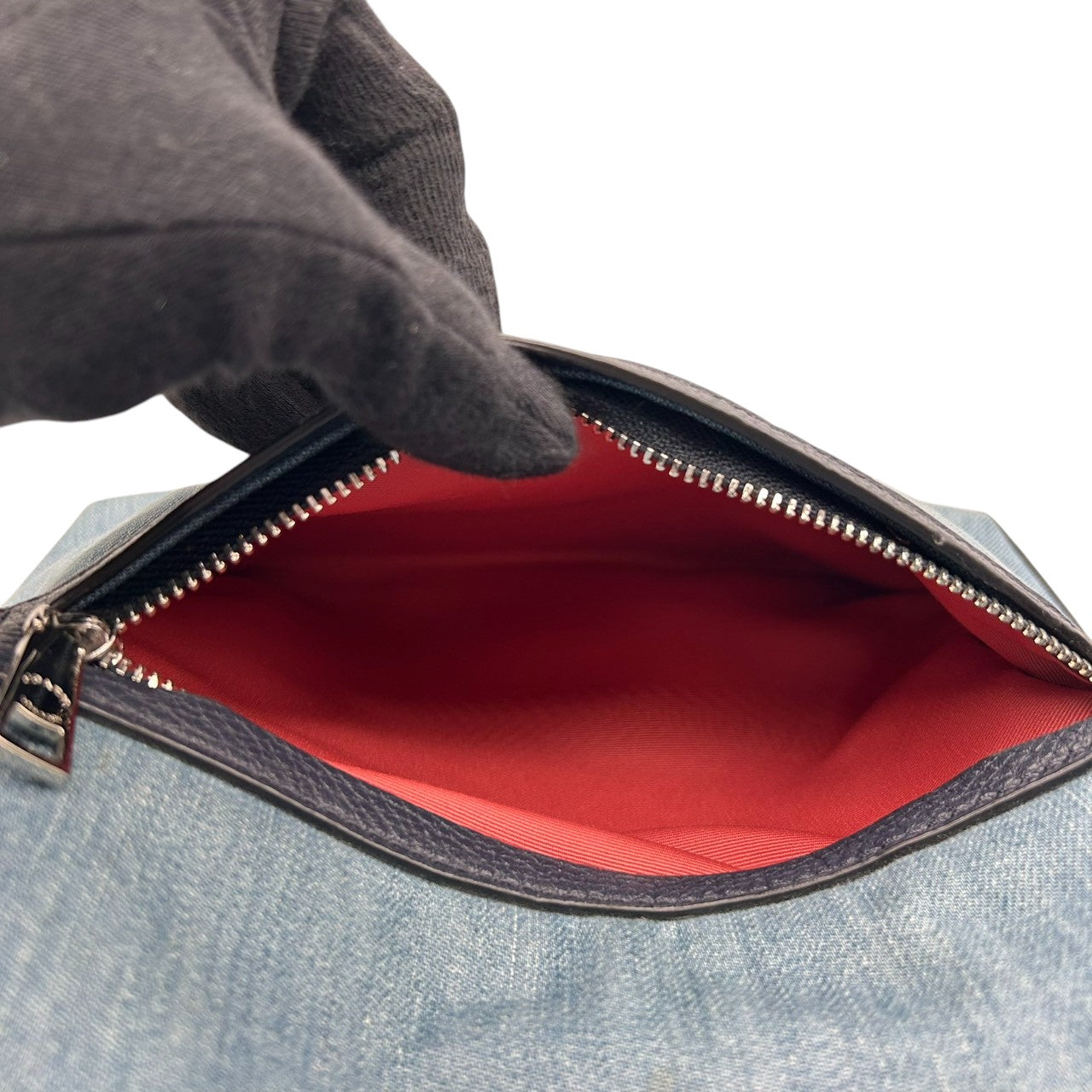 美品 コーチ COACH デニム 91452 ショルダーバッグ ハンドバッグ 2WAY 斜め掛け可 編み込みハンドル レザー 本革 ライトブルー ネイビー 紺 シルバー金具 馬車ロゴ レディース 肩掛け ワンショルダー A4収納可 軽量 鞄 カバン s57