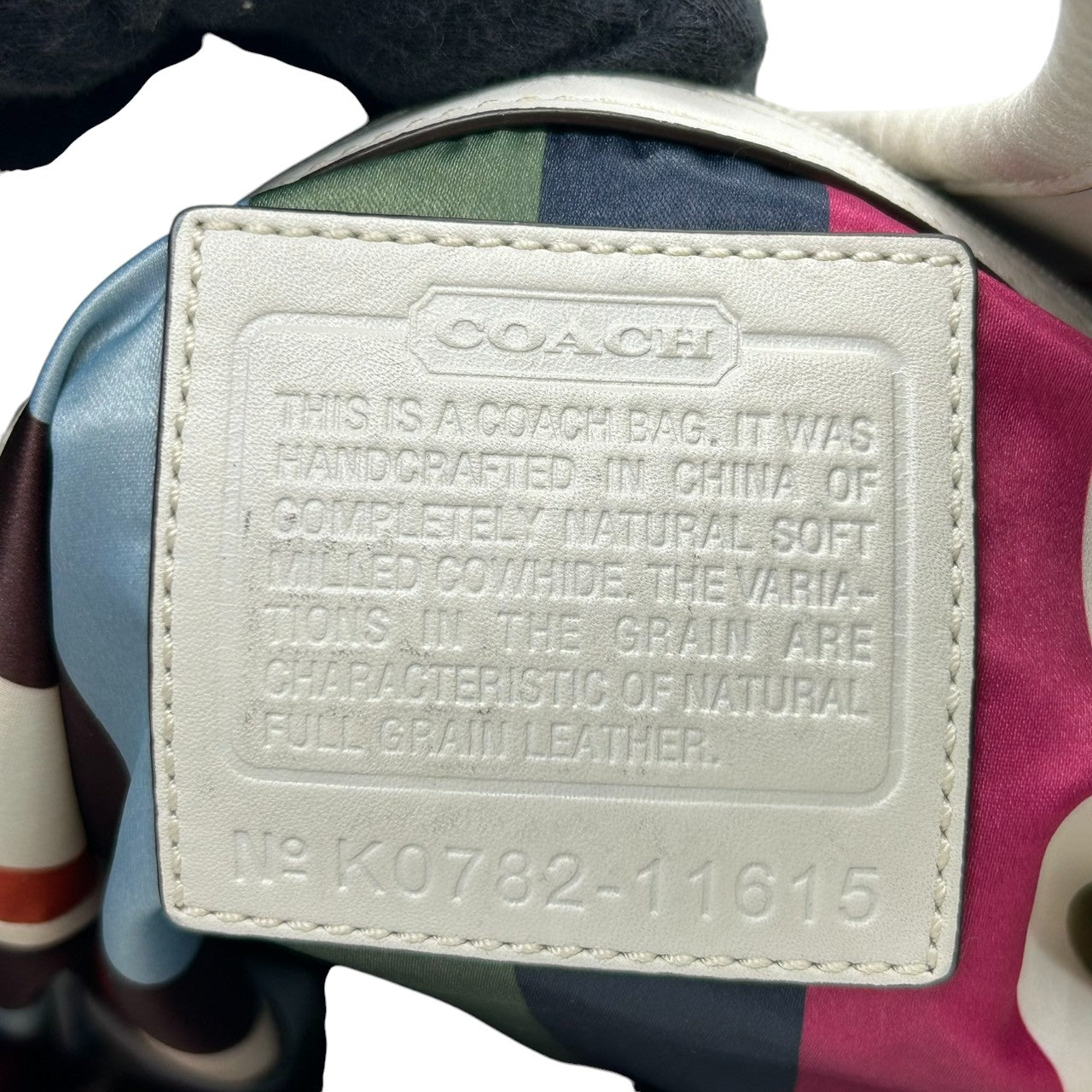 美品 コーチ COACH エルゴ 11615 トートバッグ ショルダーバッグ レザー 本革 ホワイト 白 アイボリー レガシーストライプ 裏地 肩掛け ワンショルダー 軽量 シボ革 上品 レディース 鞄 カバン 通勤 通学 s46