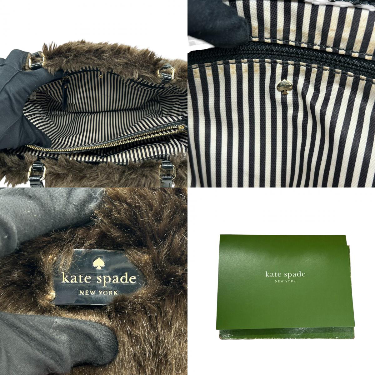 美品 ケイトスペード kate spade ハンドバッグ トートバッグ ダッフルコート風 トグルボタン ファー キャンバス オレンジ ブラウン 茶色 自立可 レディース 秋冬 お出かけ デート カジュアル 個性的 保存袋付 s78