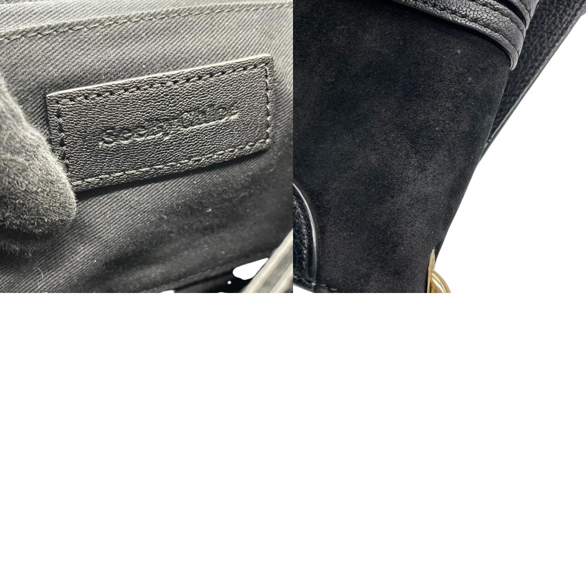【美品】シーバイクロエ See By Chloe HANA ハナ ショルダーバッグ 斜め掛け ポシェット スエード レザー 異素材 ブラック 黒 ゴールド金具 リング 編み込み チャーム アコーディオン レディース 鞄 カバン K6