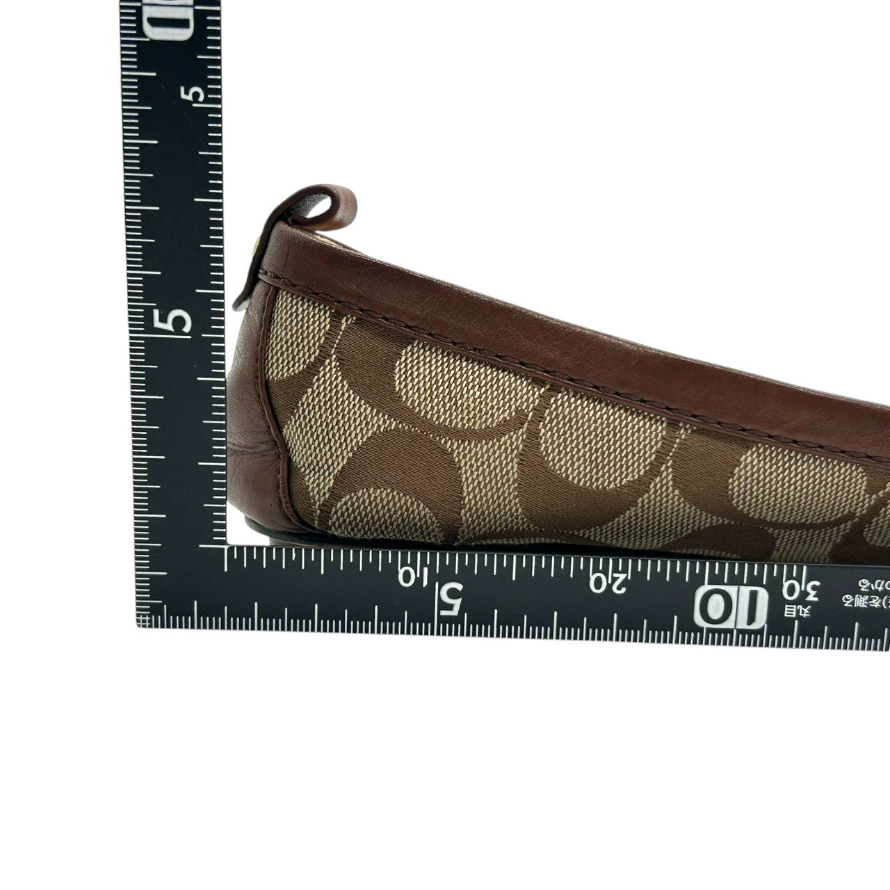 【良品】コーチ COACH パンプス フラットシューズ バレエシューズ シグネチャー キャンバス レザー ベージュ ブラウン ホースビット 8B 24.5cm 歩きやすい ローヒール ぺたんこ カジュアル 通勤 通学 レディース CT1