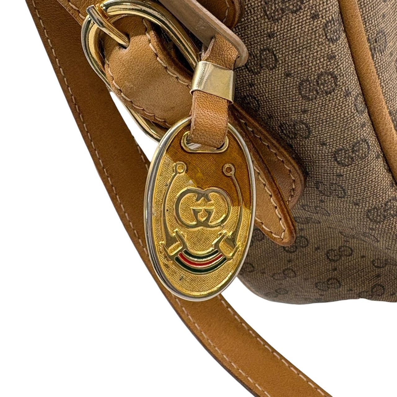 グッチ GUCCI オールドグッチ ショルダーバッグ クロスボディ 斜め掛け可 マイクロGG シェリーライン PVC レザー ブラウン 茶 ゴールド金具 ヴィンテージ ビンテージ クラシック エレガント 希少 レア カバン 鞄 レディース お出かけ Q