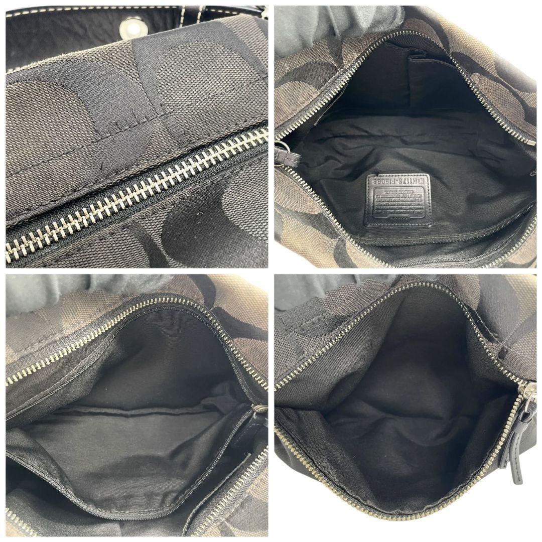 コーチ ショルダーバッグ 黒 シグネチャー 斜め掛け可 キャンバス T8 COACH レザー 本革 ロゴタグ シルバー金具 F15068 ブラック