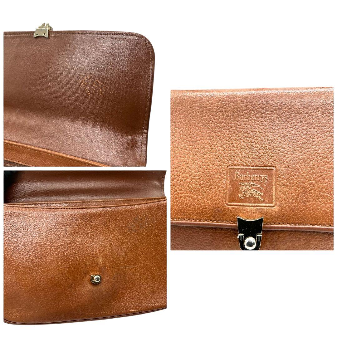 BURBERRY バーバリー ハンドバッグ フラップ 自立 レザー 本革 トート 型押しロゴ ホースロゴ ブラウン Burberrys シルバー金具 ゴールド金具 s48