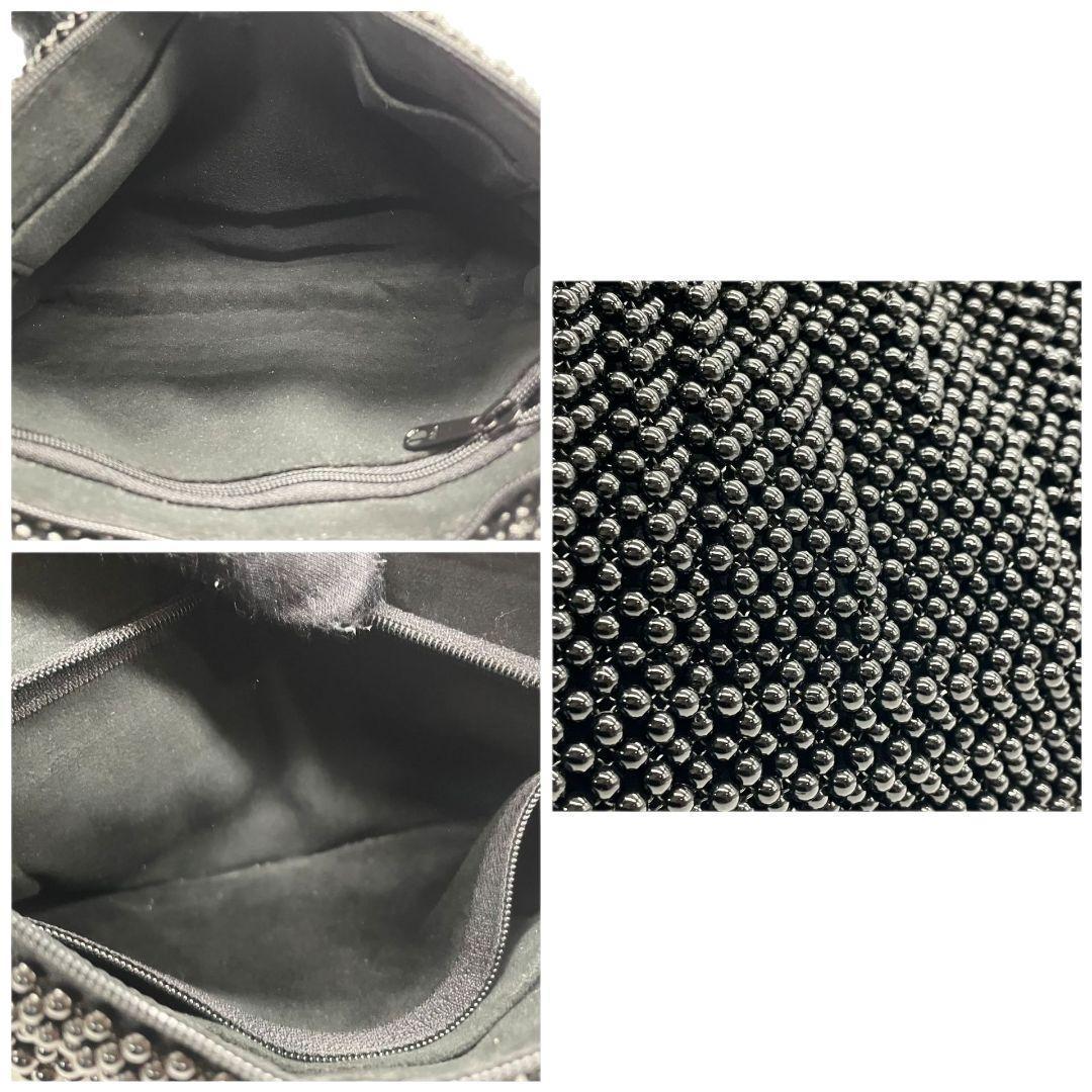 未使用級 ノーブランド ハンドバッグ ブラック 黒 黒珊瑚 本珊瑚 ビーズ フラップ 自立可 トートバッグ ワンショルダー 肩掛け可 肩かけ可 Q 上品 高級感 希少