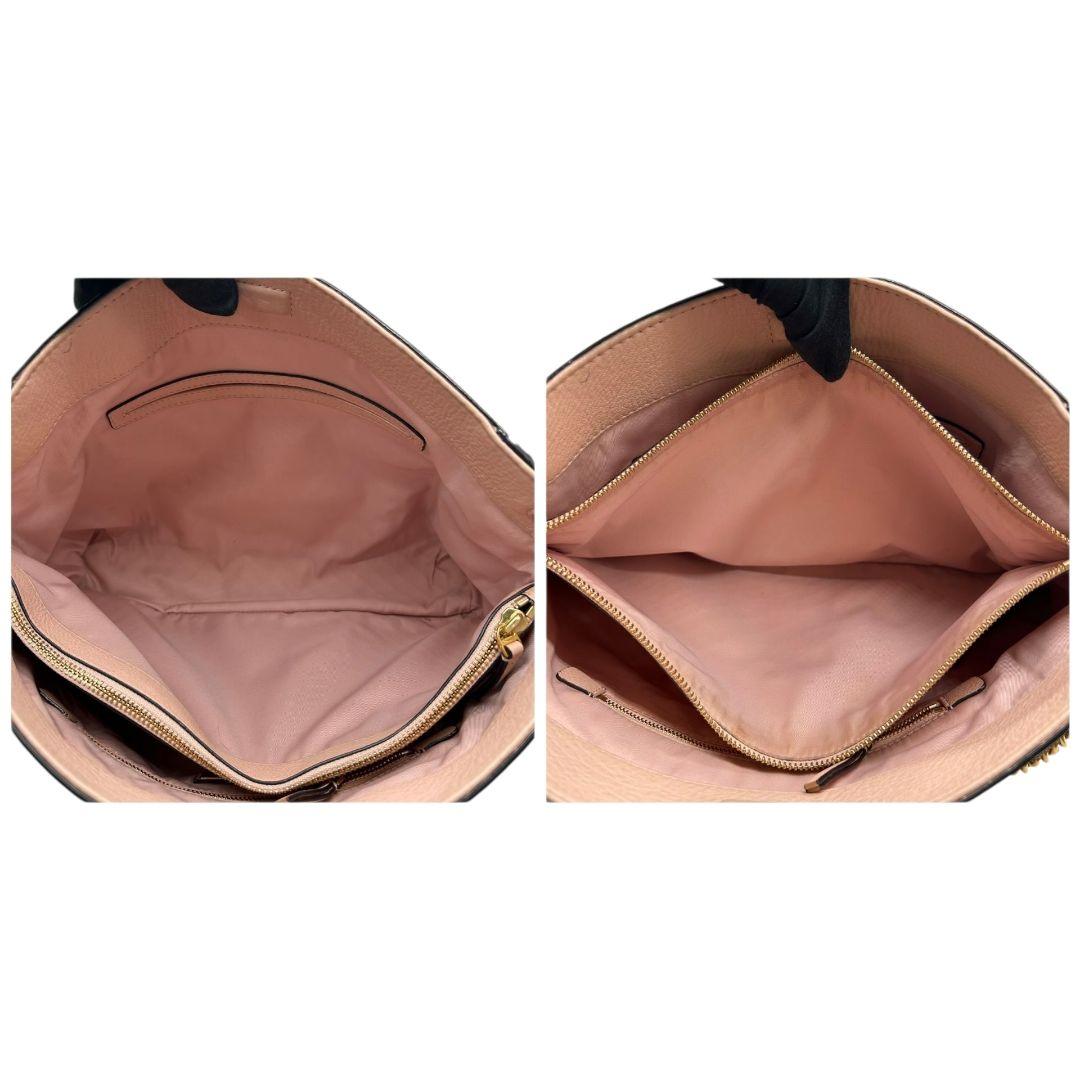 トリーバーチ デカロゴ 2way レザー トートバッグ ピンク 自立可 斜め掛け可 ワンショルダー ハンドバッグ ショルダーバッグ ゴールド金具 本革