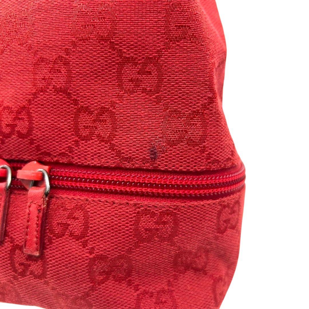 グッチ GUCCI ハンドバッグ GGキャンバス 巾着バッグ レザー 赤 レッド 本革 トートバッグ s20