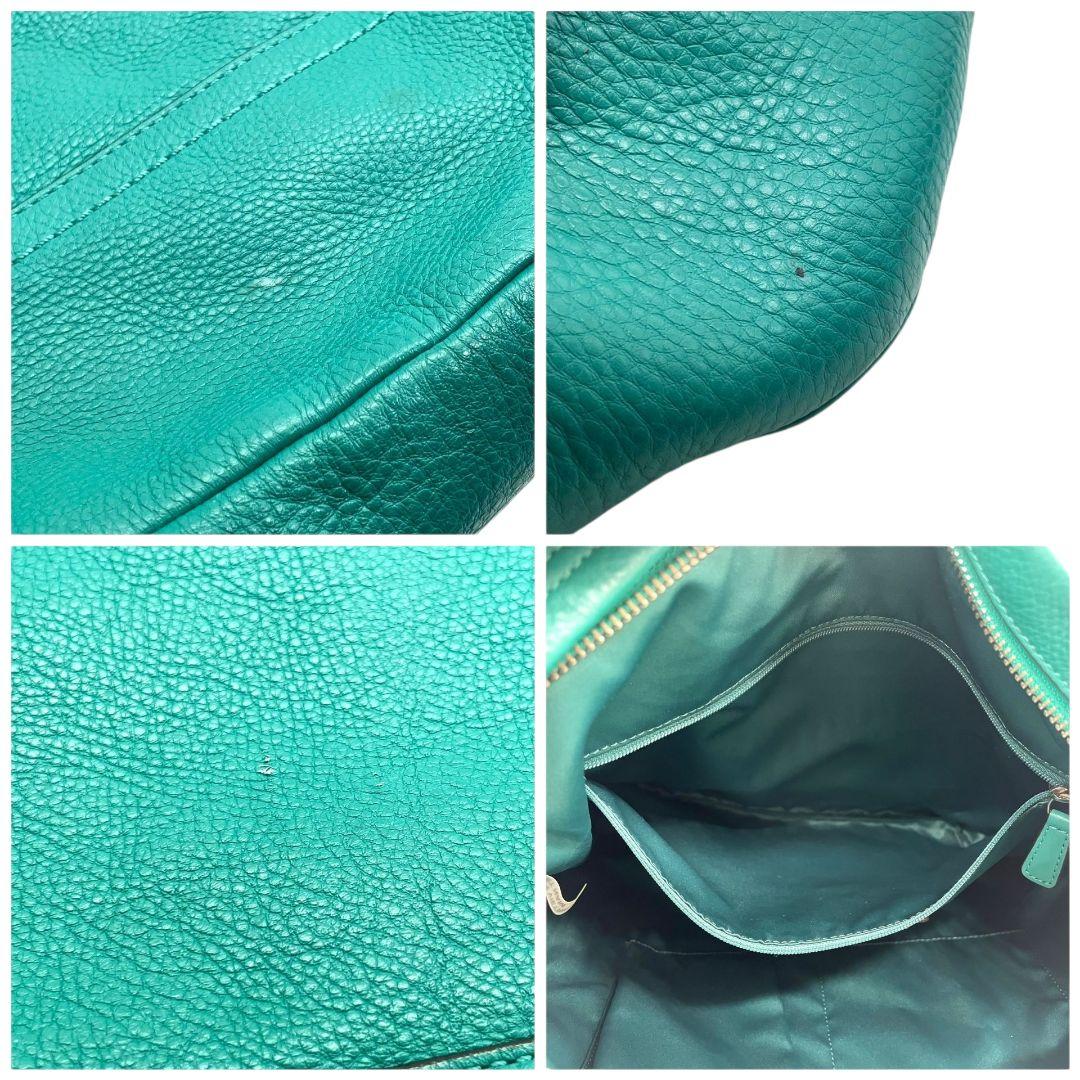 コーチ ハンドバッグ 緑 2way レザー 本革 パークレザー ホーボー s96 ショルダーバッグ エメラルドグリーン トートバッグ 斜め掛け可 ロゴプレート ロゴタグ シルバー金具 COACH D1357-F23293