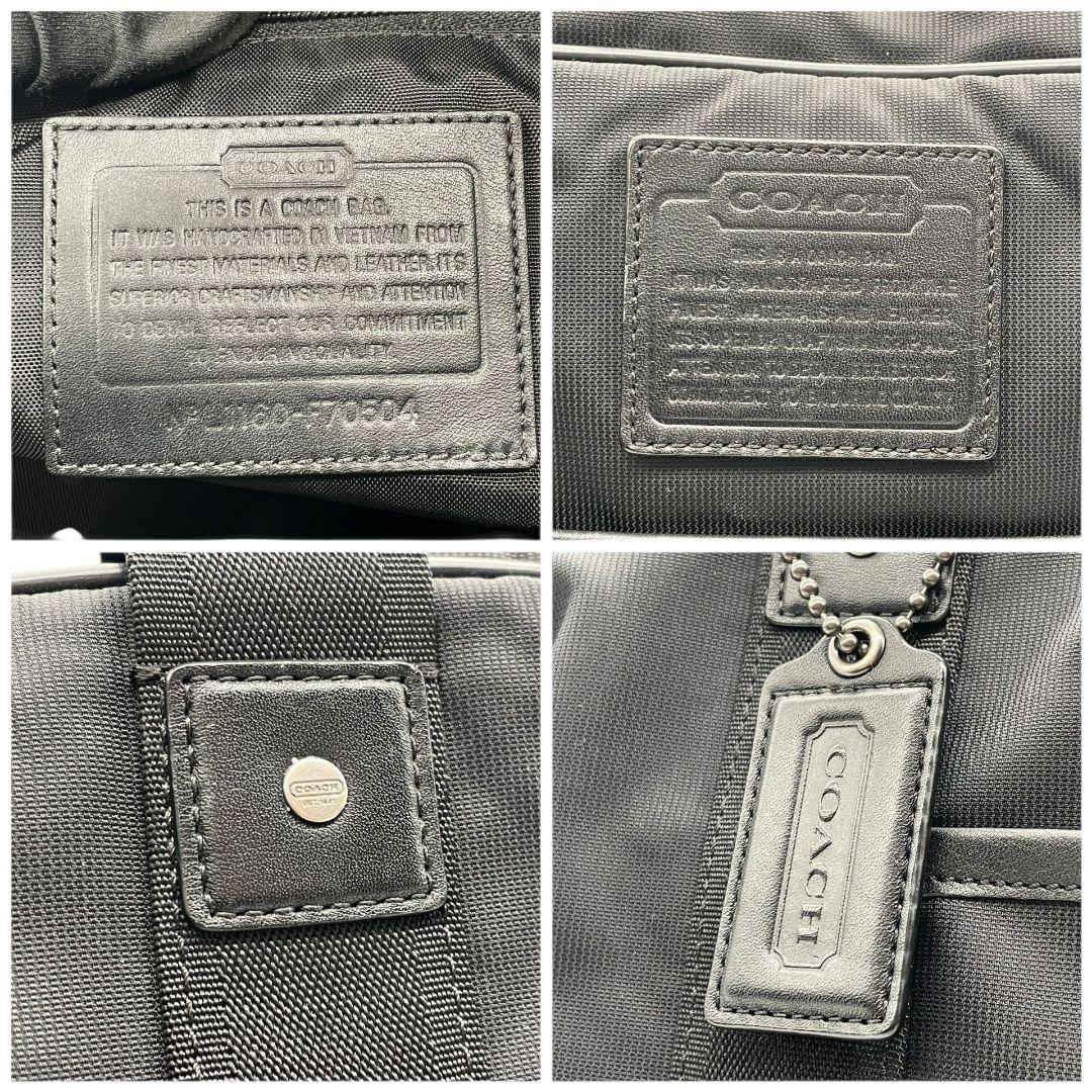 コーチ COACH ボストンバッグ 黒 ブラック キャンバス レザー 本革 2way ワンショルダー トートバッグ ハンドバッグ A4収納可 自立可 斜め掛け可 ロゴプレート F70504 X