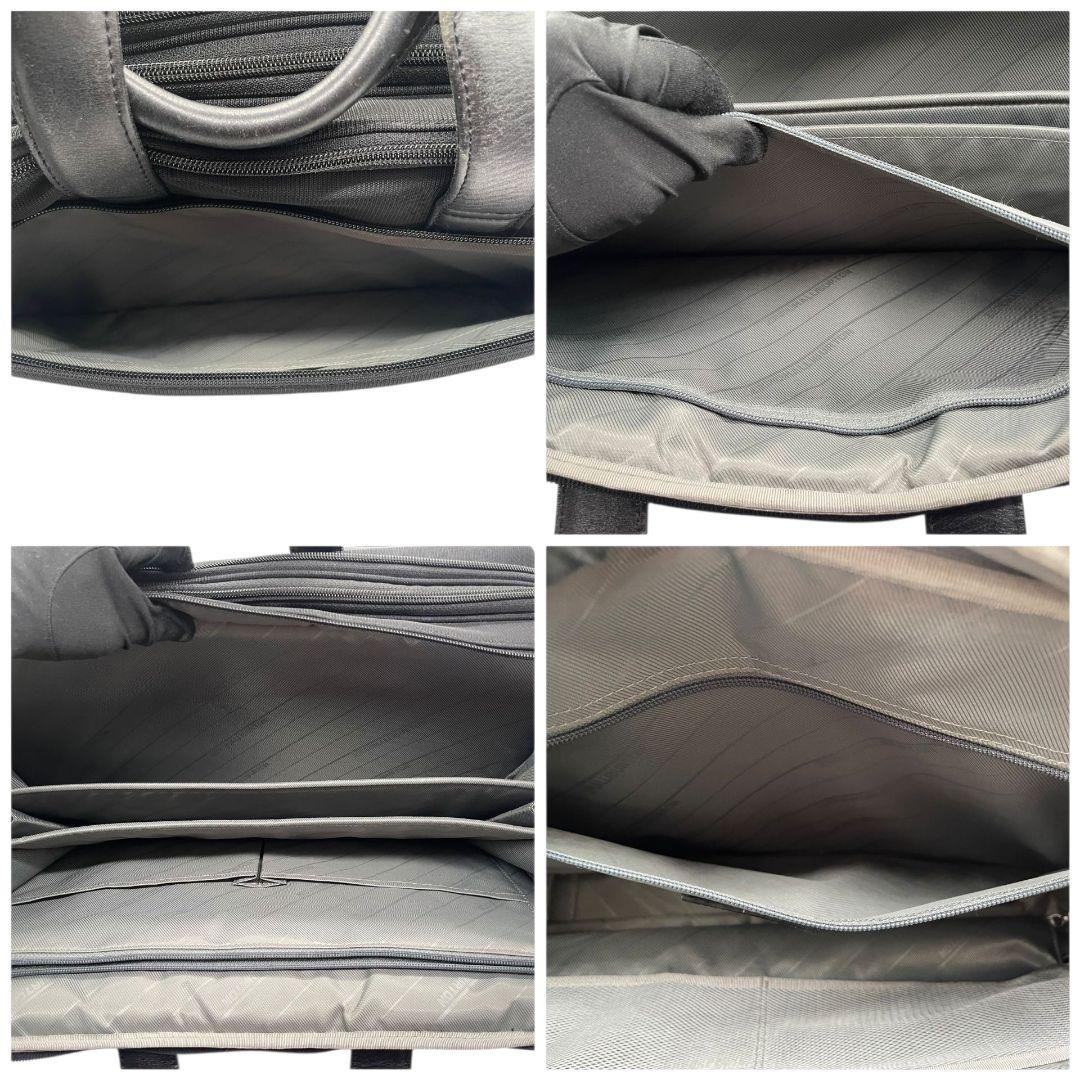 美品 ゼロハリバートン ビジネスバッグ 黒 2way A4収納 キャンバス T5 トートバッグ ハンドバッグ ブラック ロゴプレート シルバー金具 自立可 斜め掛け可 ZERO HALLIBURTON