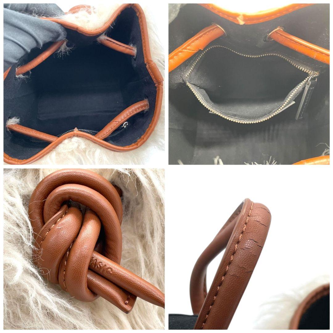 VASIC ヴァジック ハンドバッグ ホワイト 白 ブラウン 茶 ボンド ファー トートバッグ 自立可 レザー 本革 ロゴ s4 上品 高級感 レディース おしゃれ