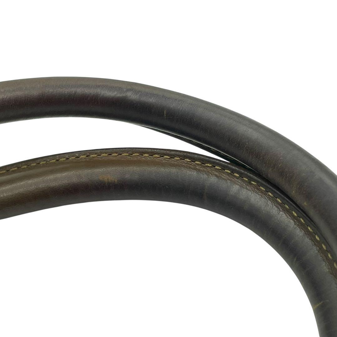 稀少 グルカ No.16 ハンドバッグ キャンバス レザー ベージュ ブラウン ロゴ刻印 烙印 ゴールド金具 GHURKA レディース