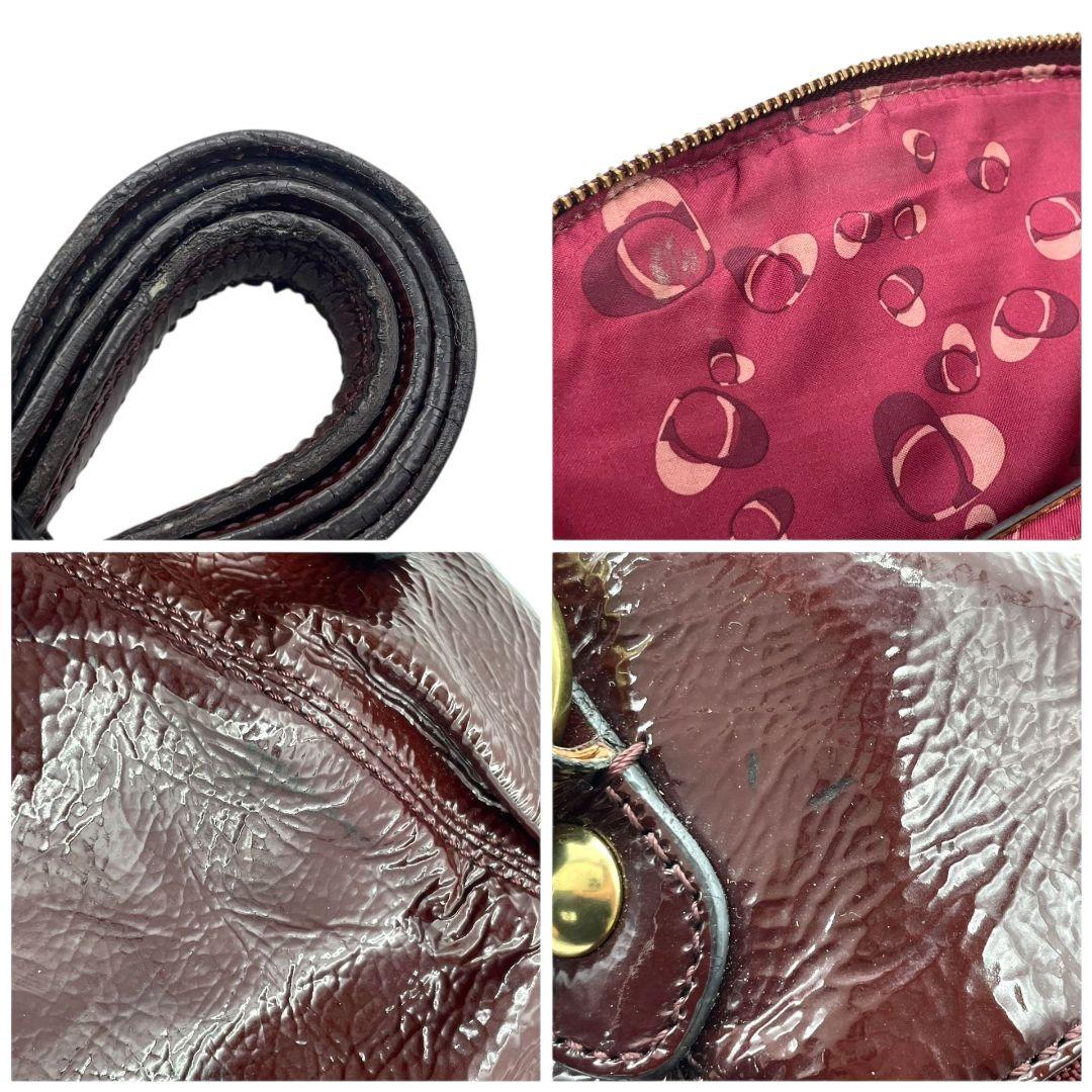 コーチ ハンドバッグ ワインレッド 2way パテントレザー エナメル s8 ショルダーバッグ トートバッグ 斜め掛け可 本革 赤 ゴールド金具 ロゴプレート ロゴタグ COACH 18718