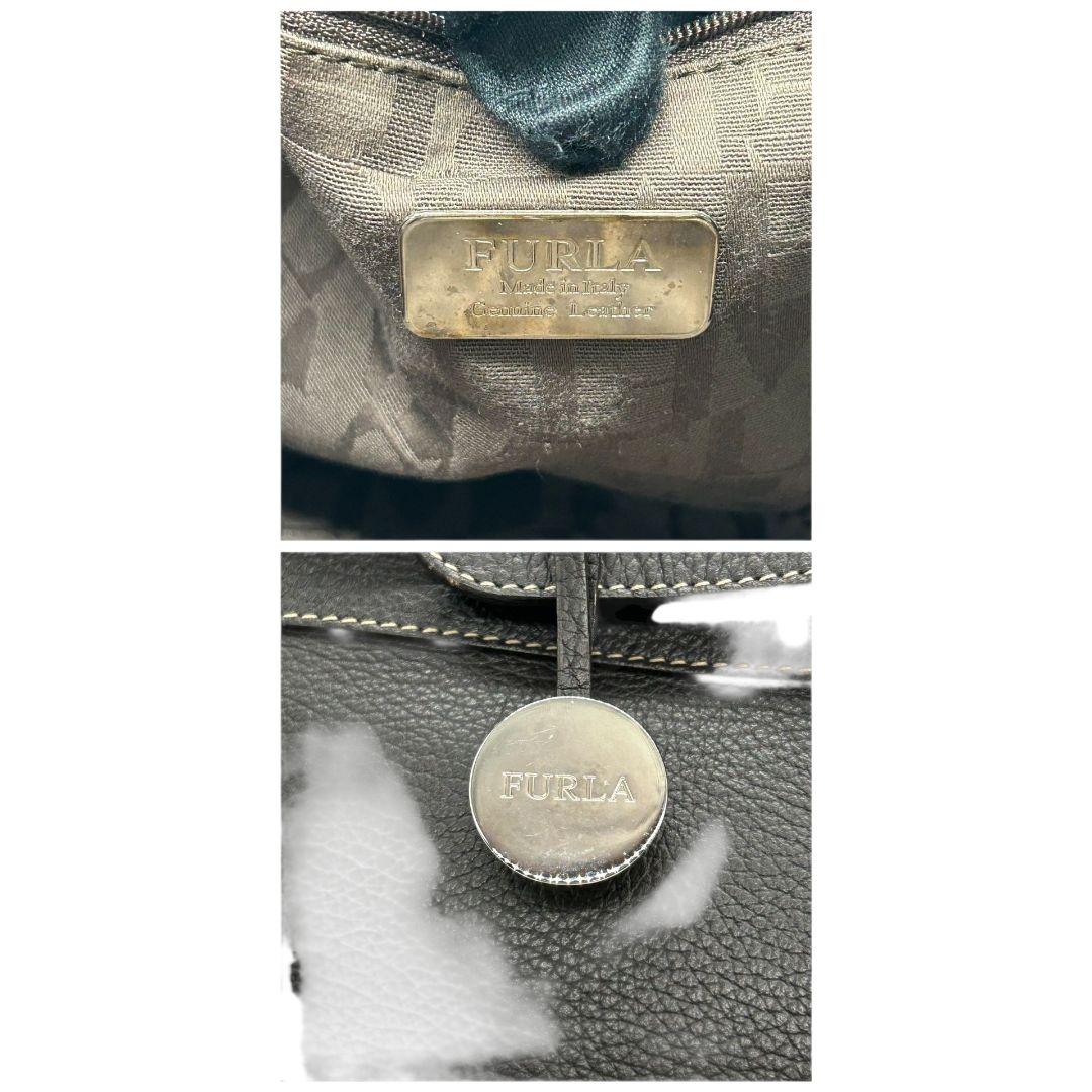 フルラ FURLA トートバッグ 茶 ロゴチャーム ワンショルダー A4収納 ハンドバッグ 本革 肩掛け可 肩かけ可 ブラウン シルバー金具 s95