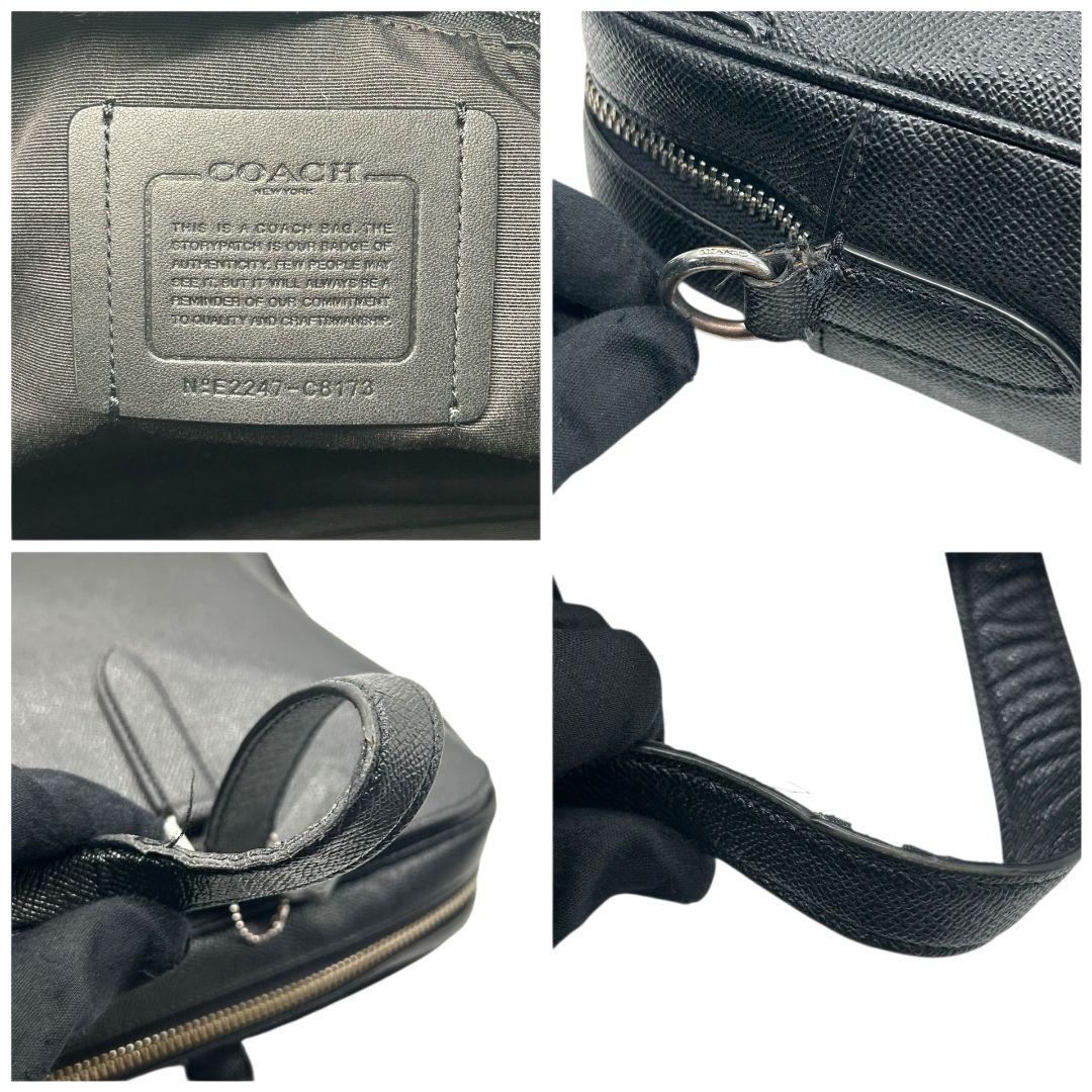 COACH コーチ ビジネスバッグ ブラック 黒 レザー 本革 2way トートバッグ ハンドバッグ ショルダーバッグ 斜め掛け可 自立可 シルバー金具 ロゴタグ C8173 高級感