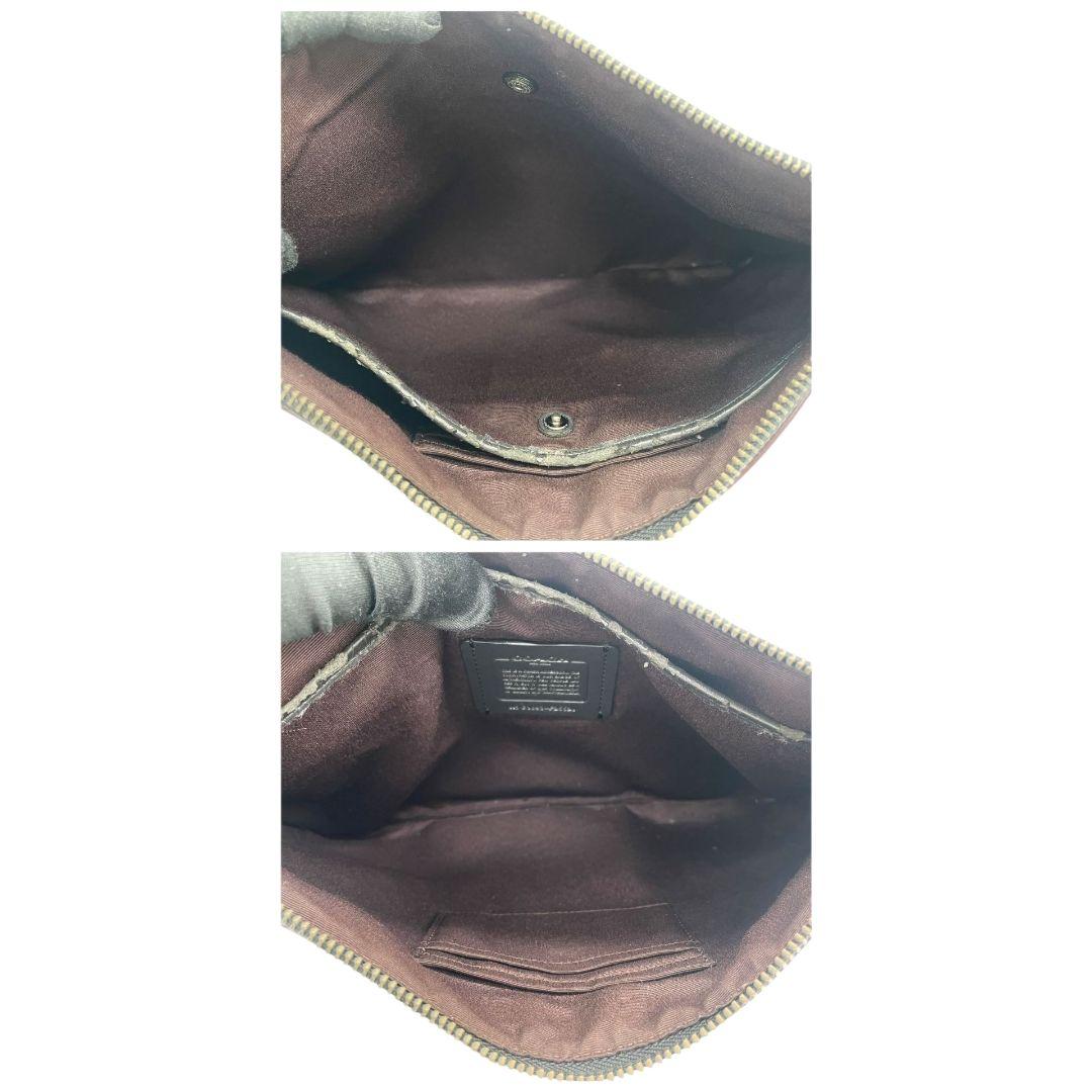 コーチ クラッチバッグ 黒 シグネチャー レザー 本革 PVC s15 セカンドバッグ ブラック COACH F25520