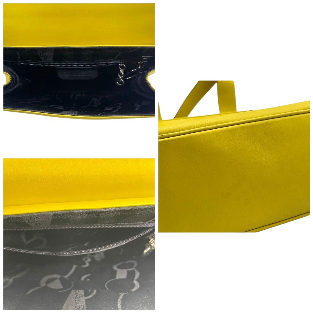 Salvatore Ferragamo フェラガモ ハンドバッグ イエロー 黄 ガンチーニ フラップ ワンショルダー トートバッグ レザー 本革 肩掛け可 シルバー金具 BL-217155 M 上品 高級感