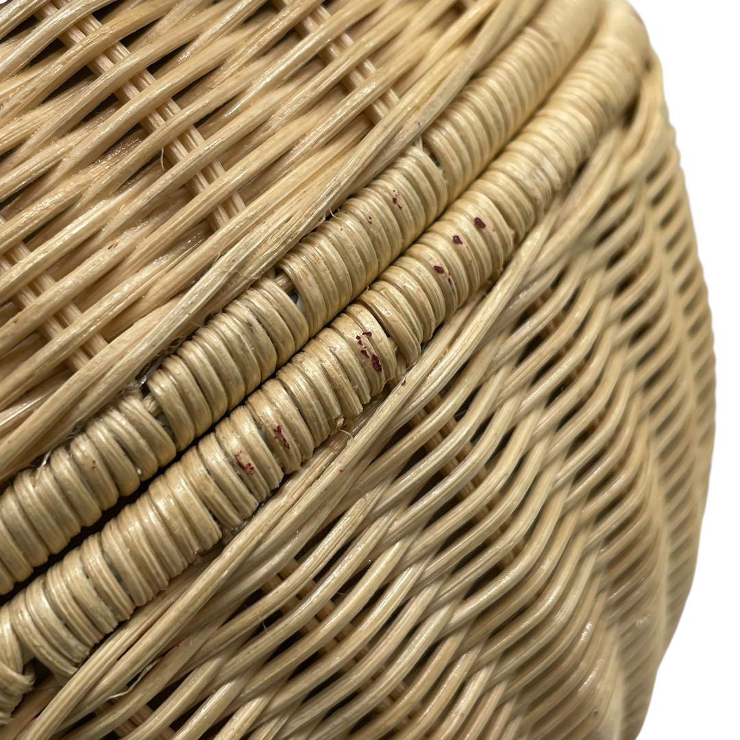 美品 マニマリス フルムーンバスケット かごバッグ 丸型 ショルダーバッグ クロスボディー 牛革ベルト付き コンパクト ベージュ ブラック ゴールド金具 MANIMARIS レディース