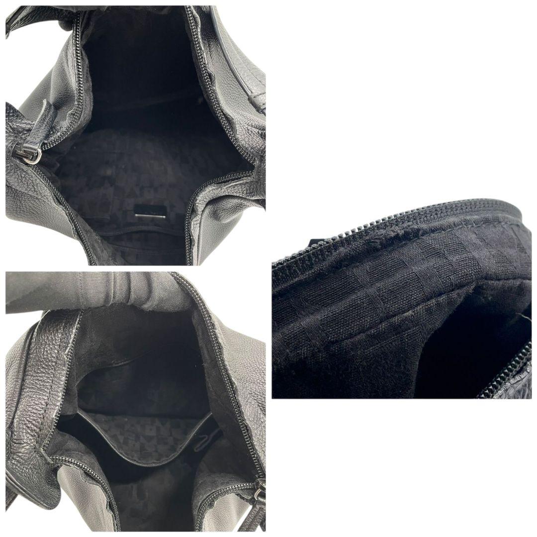 フルラ ハンドバッグ 黒 ホーボー ワンショルダー レザー 本革 トートバッグ 肩掛け可 肩かけ可 シルバー金具 ロゴプレート チャーム付き FURLA u11 ブラック 上品 高級感