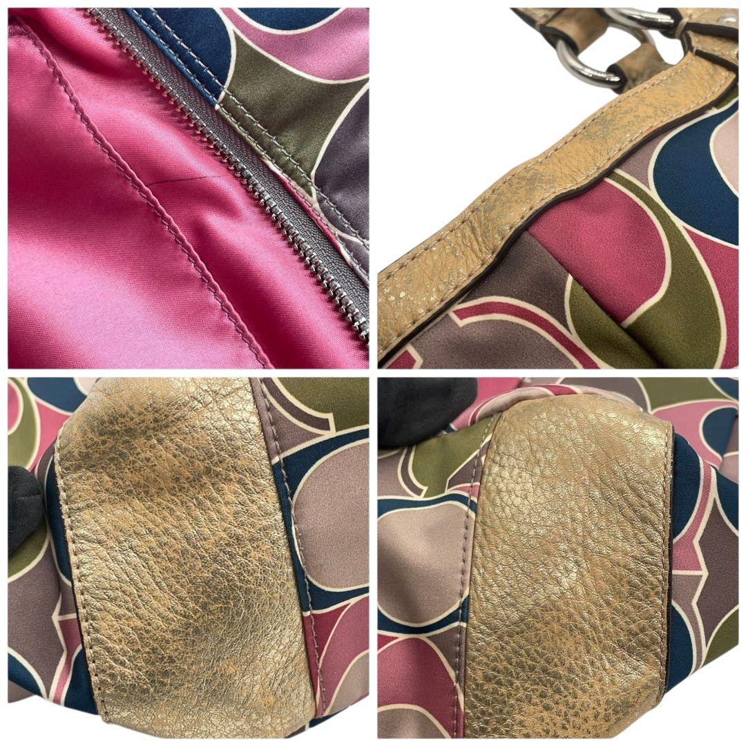 コーチ トートバッグ 総柄 シグネチャー ワンショルダー キャンバス s8 ハンドバッグ 肩掛け可 肩かけ可 レザー 本革 マルチカラー シルバー金具 ロゴプレート ロゴタグ COACH F19461