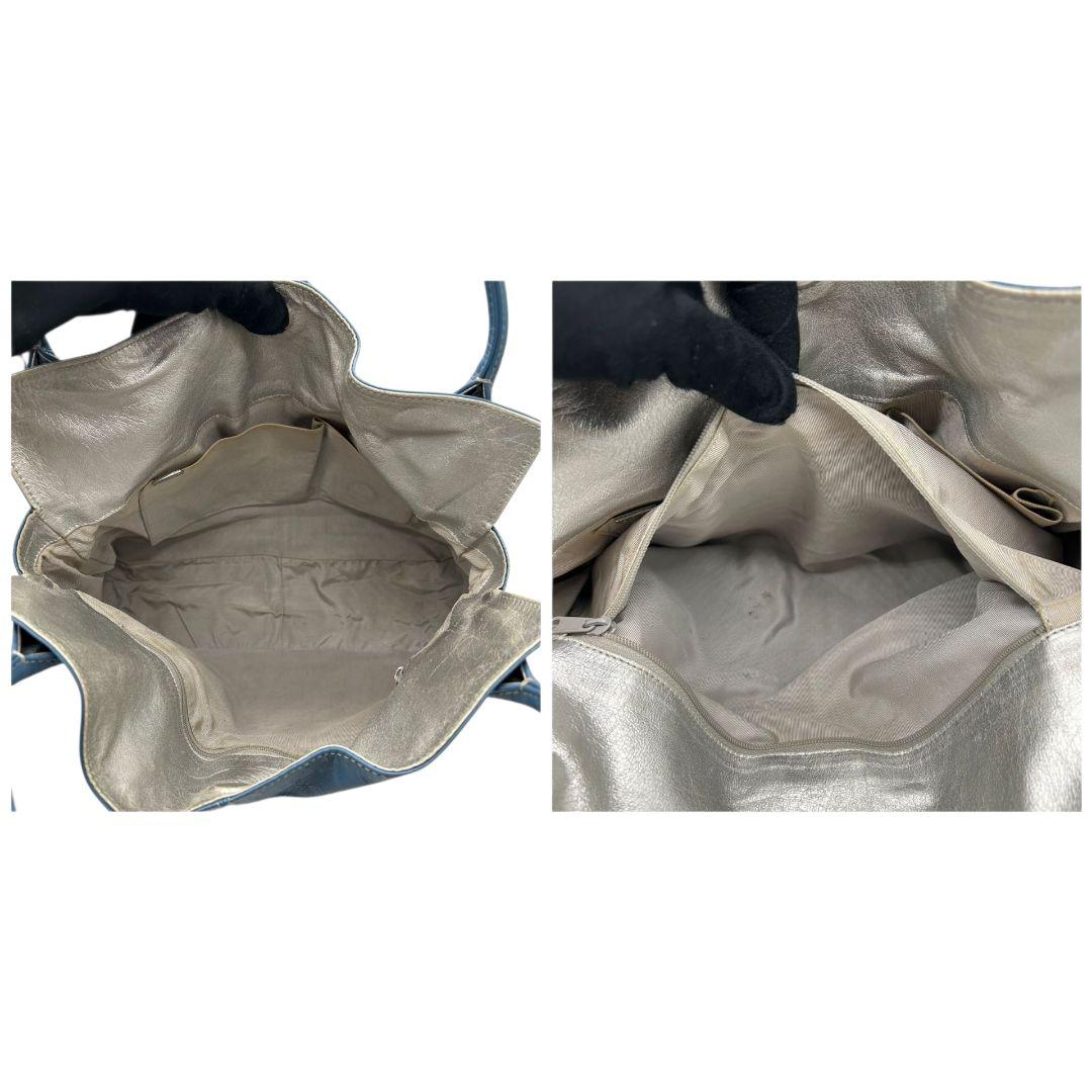 ハマノ トートバッグ 青 ブルー A4収納可 ワンショルダー レザー 本革 ハンドバッグ 自立可 肩掛け可 肩かけ可 ロゴプレート 上品 HAMANO T2