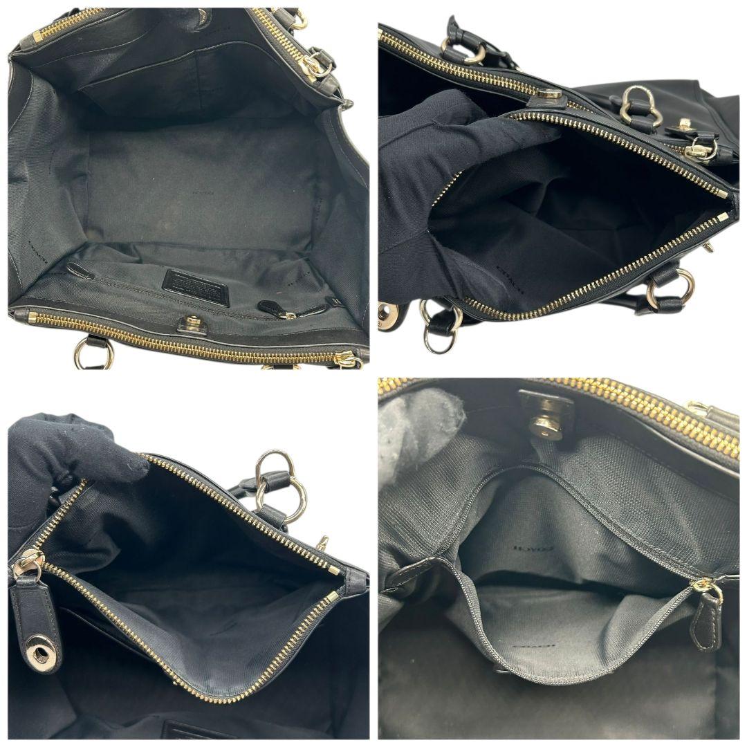 極美品 コーチ ハンドバッグ 黒 ターンロック 2WAY A4収納 レザー 自立可 s43 ショルダーバッグ トートバッグ 斜め掛け可 ブラック シルバー金具 ロゴタグ 本革 COACH 33545 オシャレ 本物保証 鑑定済 スピード発送